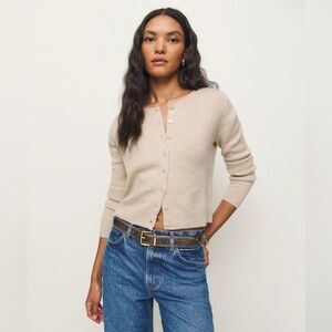 Reformation Clara Cashmere Crew Cardigan Natural - Size S